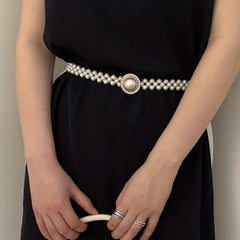 Faux Pearl Belt Women's Elastic Waist Chain Decorative Dress Belts