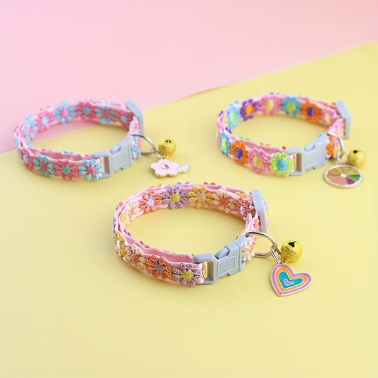 Pet Necklace with Lace Flower & Bell for Cats & Small Dogs