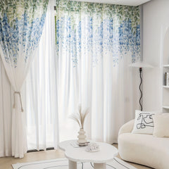 1pc Flower Pattern Window Sheer Curtain for Home Decoration