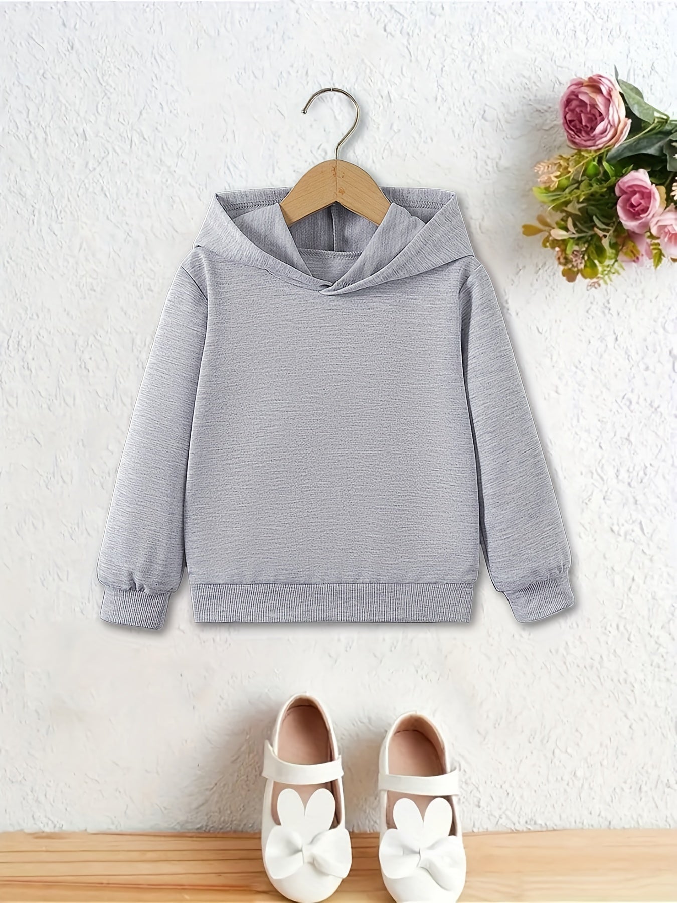 Kids Solid Hooded Sweatshirt, Comfortable & Versatile