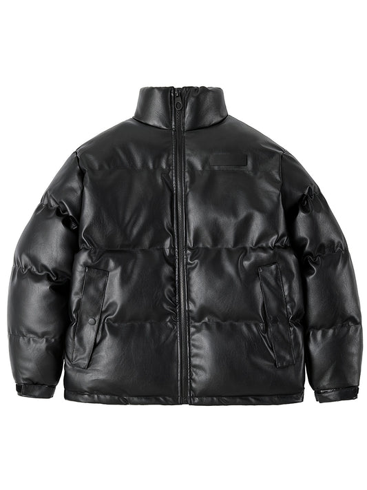 Men's Stand Collar PU Leather Jacket Coat