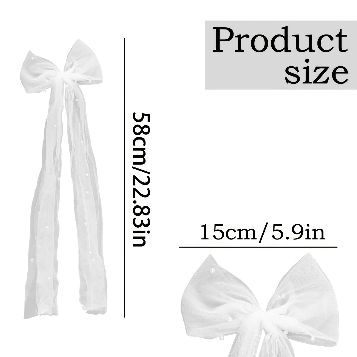 Bridal Bow Veil Hair Clip with Pearls Large Lace Barrette