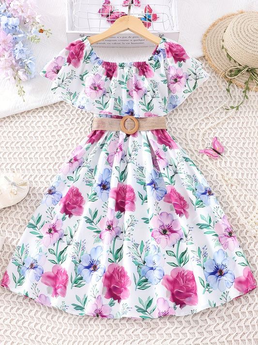 Toddler Girls Ruffle Floral Dress Kids Casual Summer