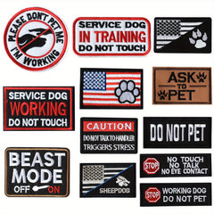 J CARP 12pcs Service Dog Patches Men Tactical Pet In Training Embroidered