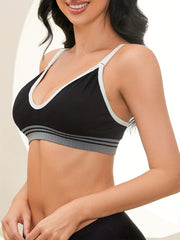 Striped Colorblock Wireless Bra Stretch Intimates Women's Lingerie