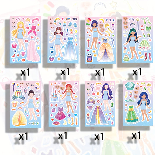 Princess Dress Up & Face Changing Sticker Set - Educational Puzzle