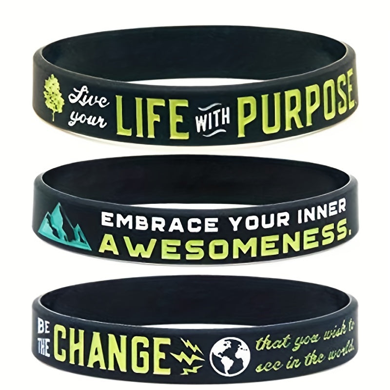 Silicone Inspirational Quote Bracelet - Motivational Rubber Wristband