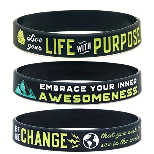 Silicone Inspirational Quote Bracelet - Motivational Rubber Wristband