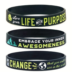 Silicone Inspirational Quote Bracelet - Motivational Rubber Wristband