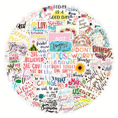 50 Pcs Quote Stickers Positive Motivational Waterproof Vinyl Stickers