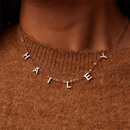 Personalized Custom Women Initial Name Necklace Stainless Steel