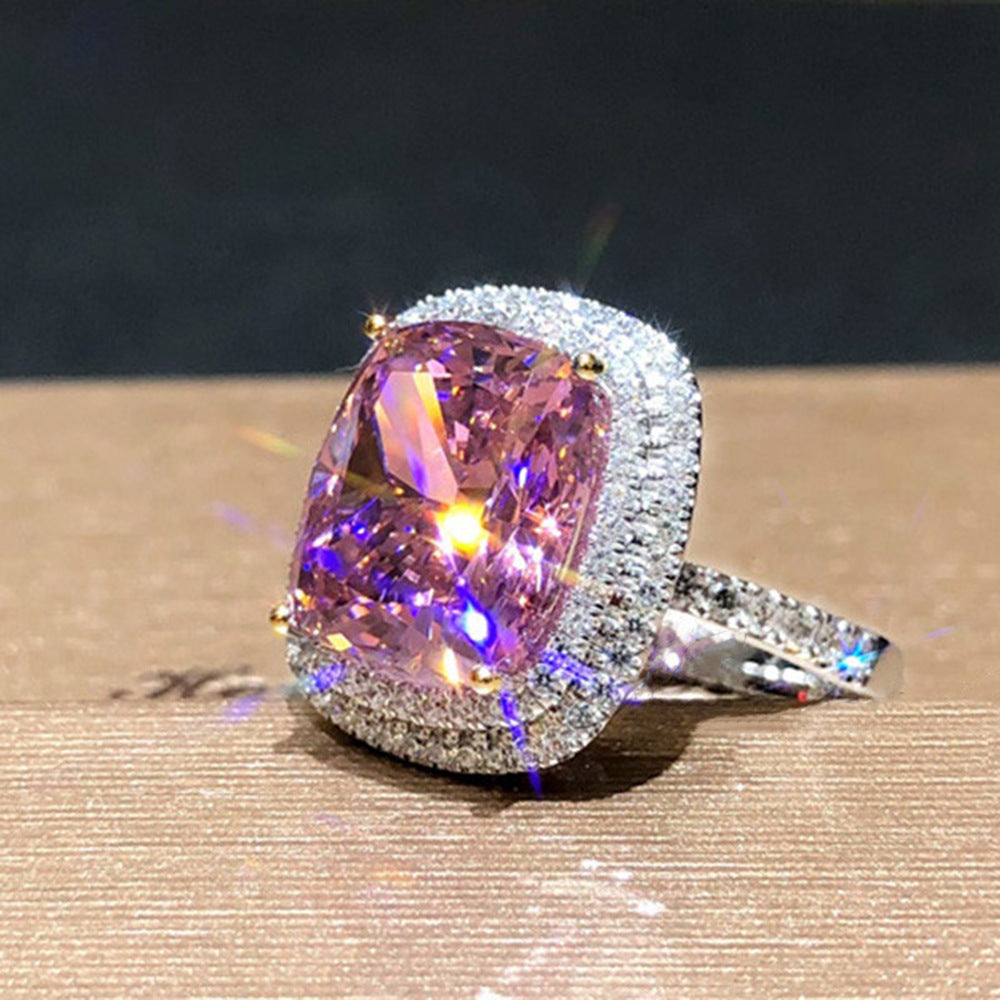 Pink Zirconia Wedding Bridal Party Women Rings Gift