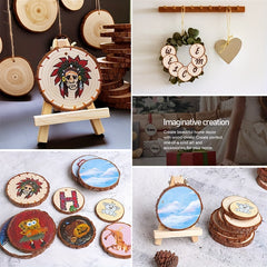 10pcs Wooden Art Circle Christmas Ornaments DIY Crafts