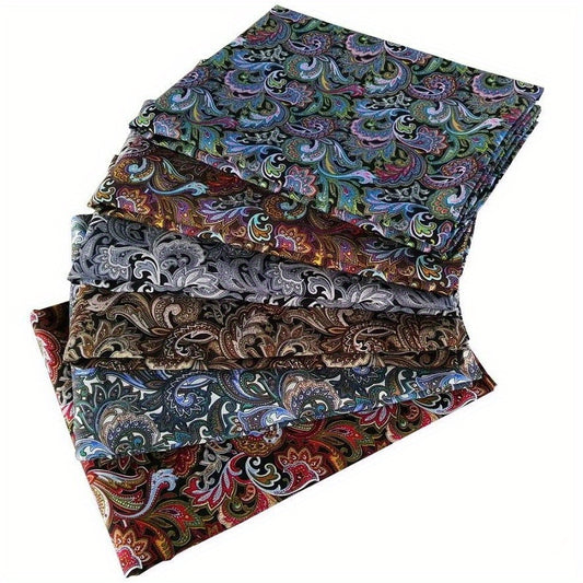 6 Pcs 100% Cotton Cashew Flower Printed Fabric DIY Clothing Mask Material