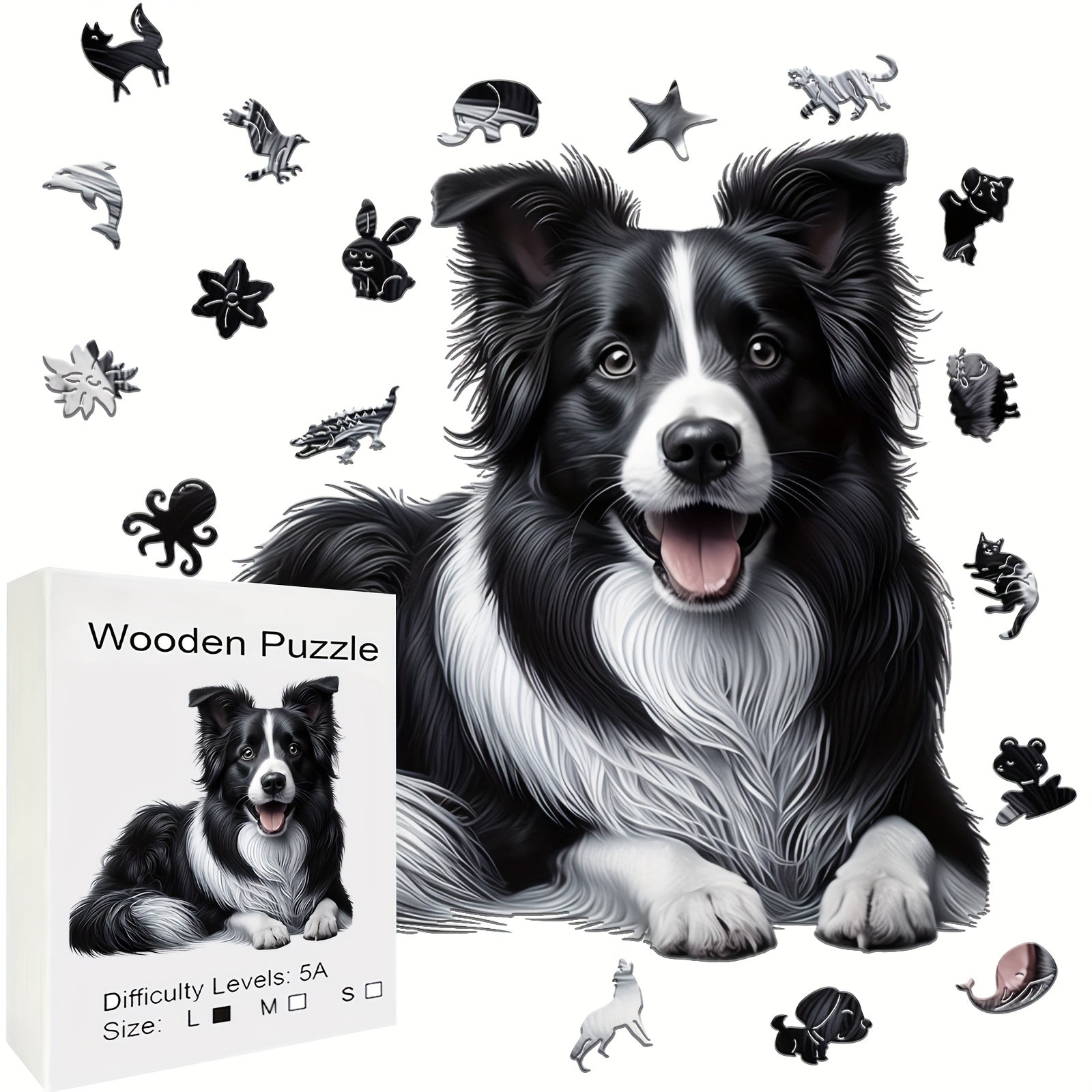 Wooden Puzzle Puppy Parrot Art Paper Box Unique Jigsaw Toy