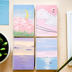 4pcs 1pc A5 Creative Painting Cover Notebook Spiral Coil Journal