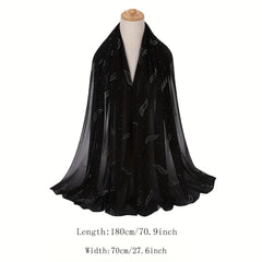 Wavy Leaf Chiffon Scarf Hijab Classic Shawl Head Wrap Women Hair Accessory