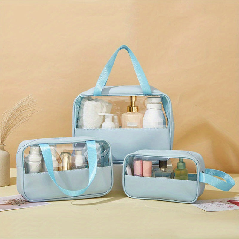 3pcs Set Portable Transparent Cosmetics Bag Waterproof Toiletry Bag