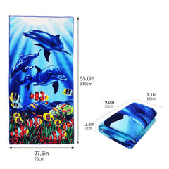 Quick Drying Shark Print Microfiber Beach Towel 27.5x55