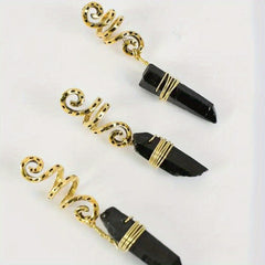 3pcs Gradient Stone Hair Ring Dreadlocks Braid Hippie Style Hair Accessories