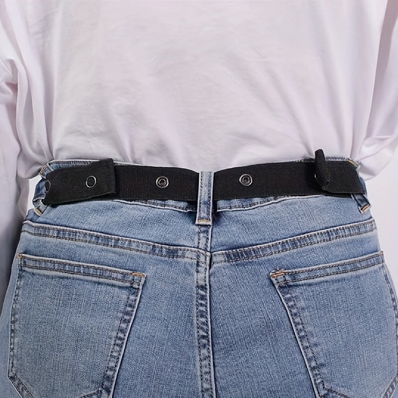 Buckleless Jeans Belt for Women Men Elastic Invisible Casual Belt