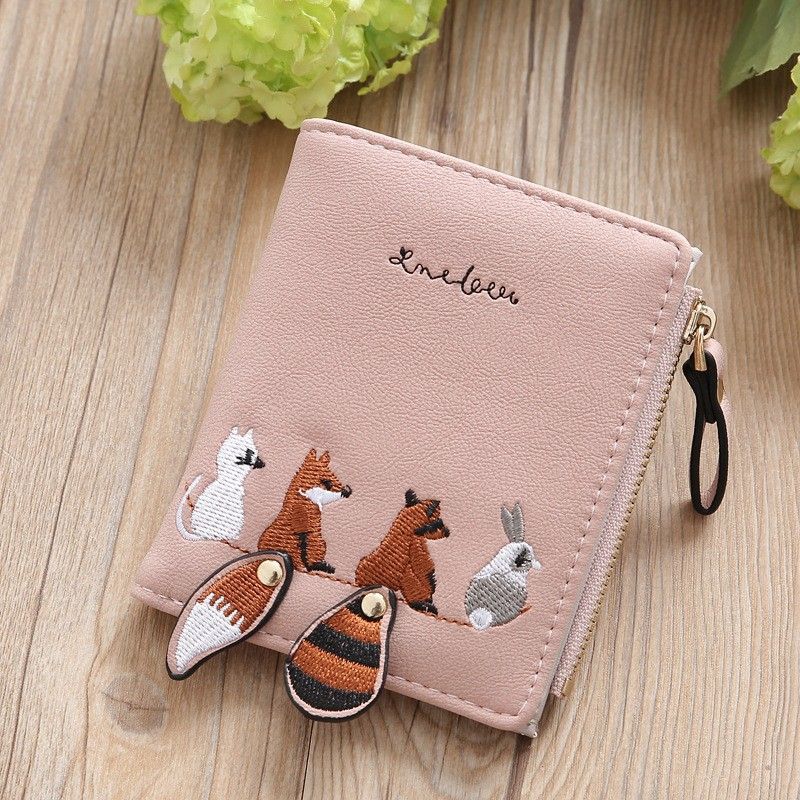 Zipper Small Wallet Women's Snap Button Wallet