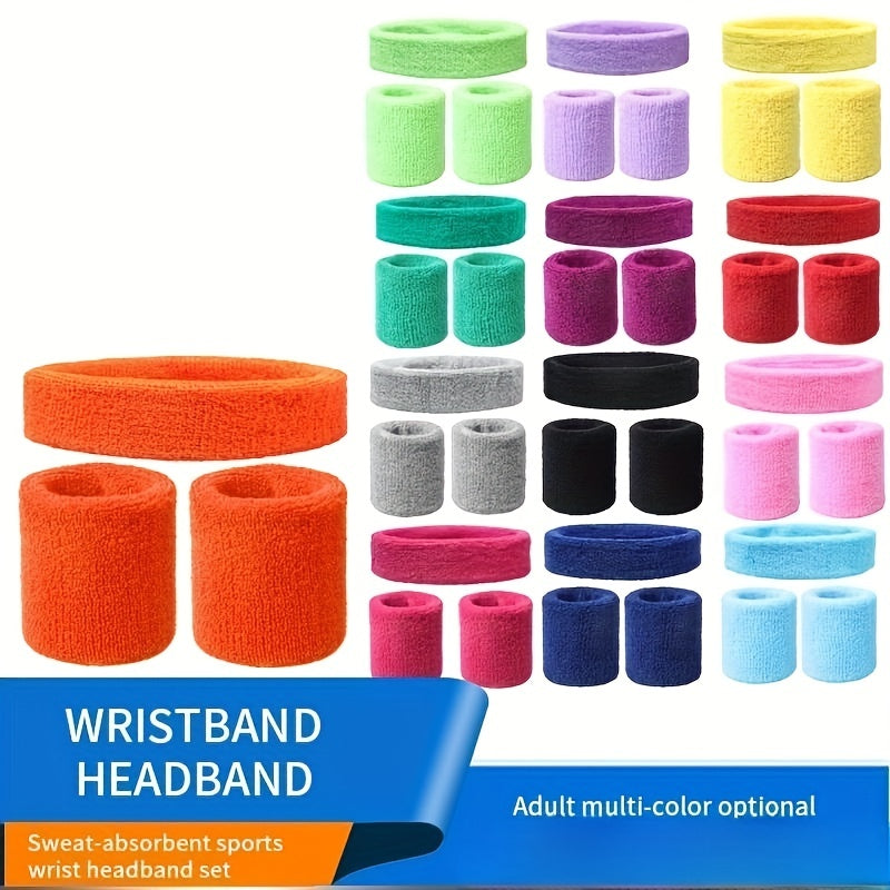 2pcs Sweat Absorbing Wrist & Head Bands for Outdoor Sports