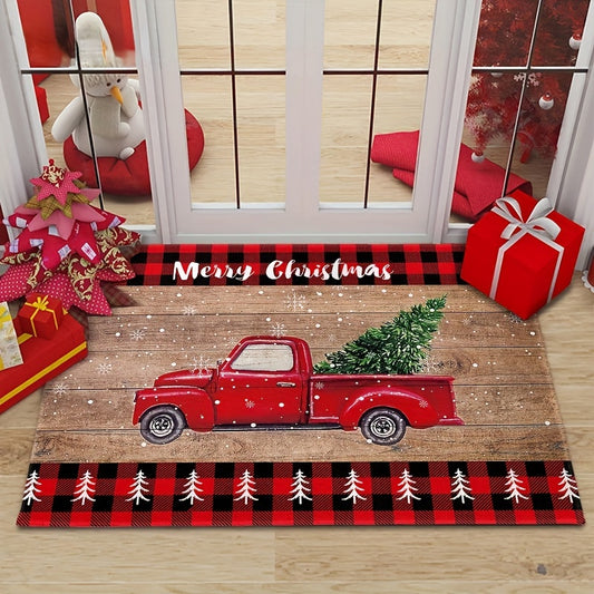 Christmas Truck Doormat Anti-fouling Portable Waterproof Mat