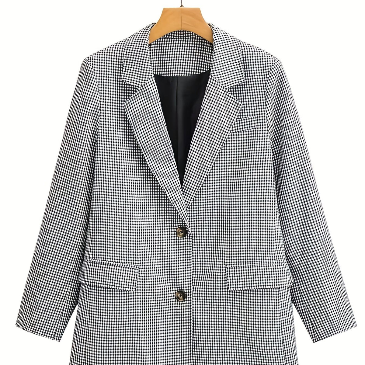 Plaid Print Blazer Single Breasted Long Sleeve Office Outerwear Women
