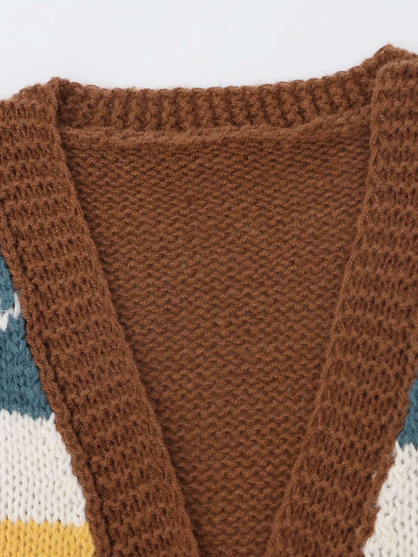  Striped Open Front Cardigan