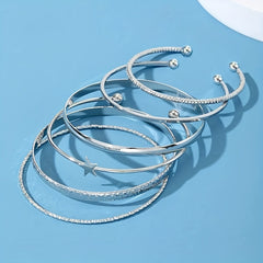 Hip Hop Style Stackable Bangle Bracelet Set For Women
