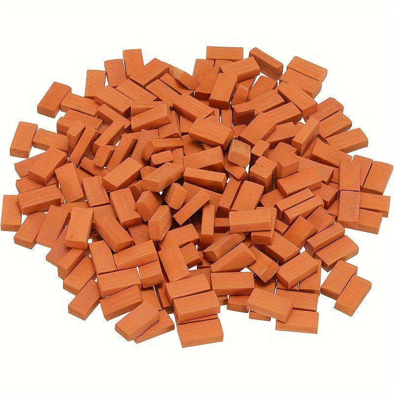 Realistic Brick Set with Red & Orange Blocks for Model Building