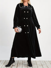  Solid Velvet Long Sleeve Maxi Dress