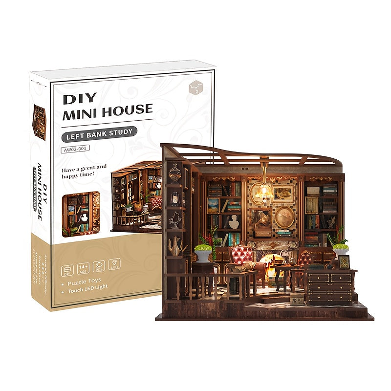 3D Puzzle Bookshelf Mini Study Room Model for Home Decoration