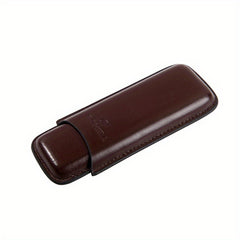 Dark Brown PU Leather Travel Cigar Case - 2 Finger Holder