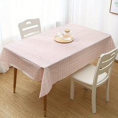 Waterproof Pink Plaid Tablecloth Tea Study Office Table Mat
