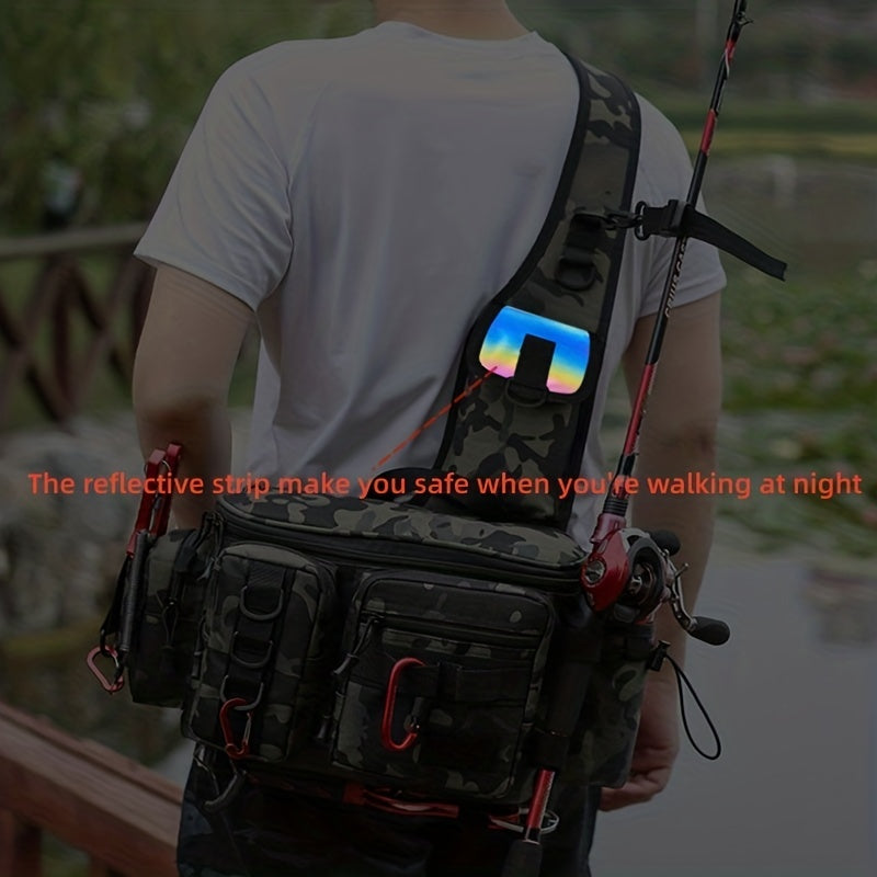 Fishing Backpack Tackle Sling Bag with Rod Holder