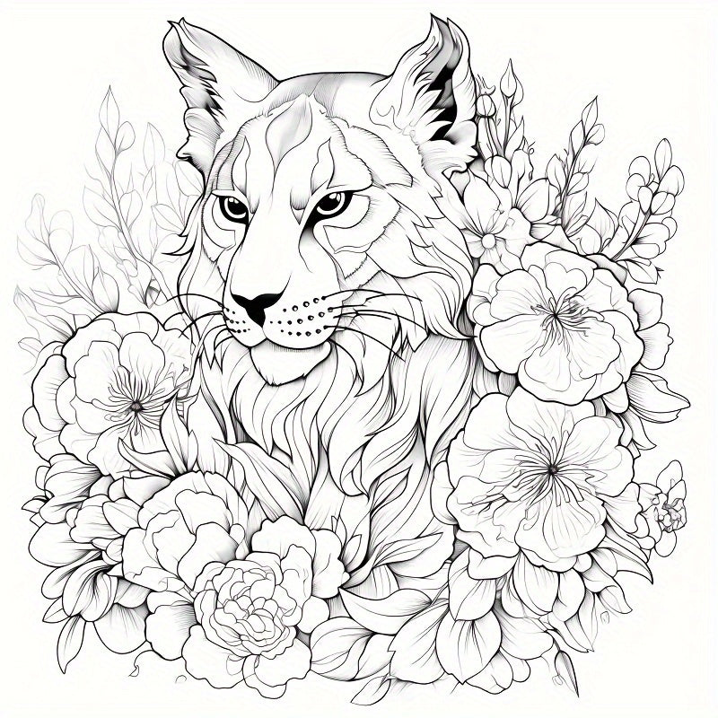Animal & Floral Coloring Book: Art Therapy Paint by Number Kit