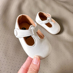 Myggpp Baby Girl's Vintage Faux Leather Shoes Soft Rubber Sole