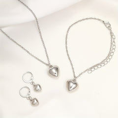 Heart Jewelry Set Pendant Necklace Bracelet Earrings for Women