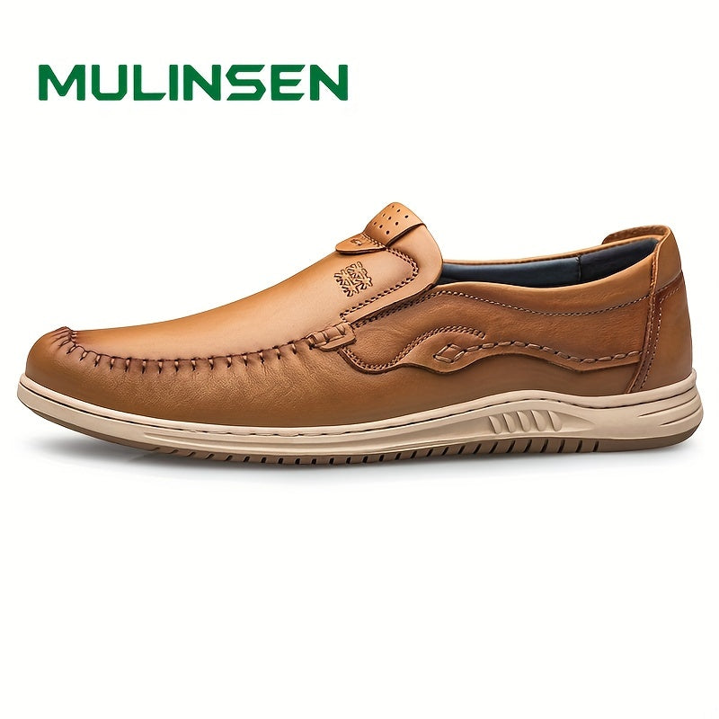 Men's PU Leather Loafer Shoes Stitch Detail Slip On Comfy Non slip Shoes