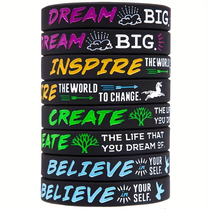 4Pcs Dream Inspire Create Believe Silicone Bracelet Wristband