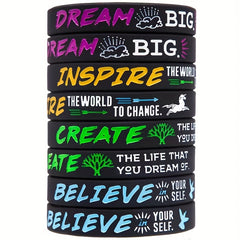 4Pcs Dream Inspire Create Believe Silicone Bracelet Wristband