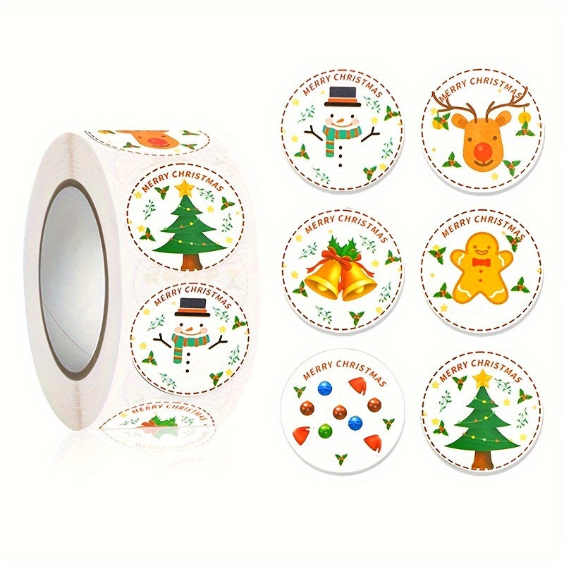 500pcs Christmas Gift Stickers Decoration Labeling Round Seal Stickers