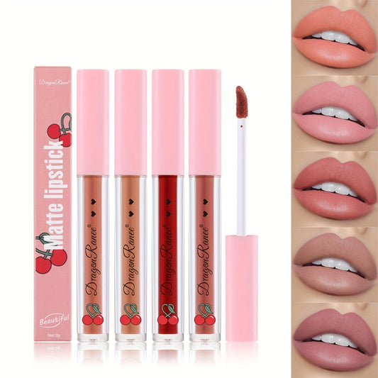 High Pigment Lip Gloss Matte Non-stick Lip Glaze Long Lasting Waterproof