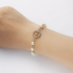 Y2K Faux Pearls Beaded Chain Bracelet for Women