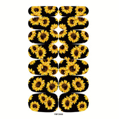 Sunflower Nail Polish Stickers Full Wrap Manicure Decal Kit