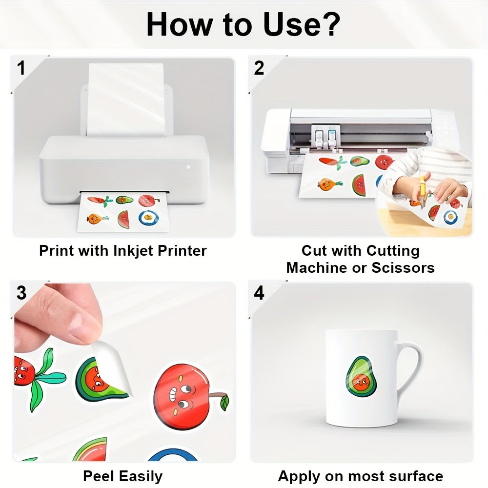 10pcs A4 Clear Sticker Paper Inkjet Printer Label Waterproof