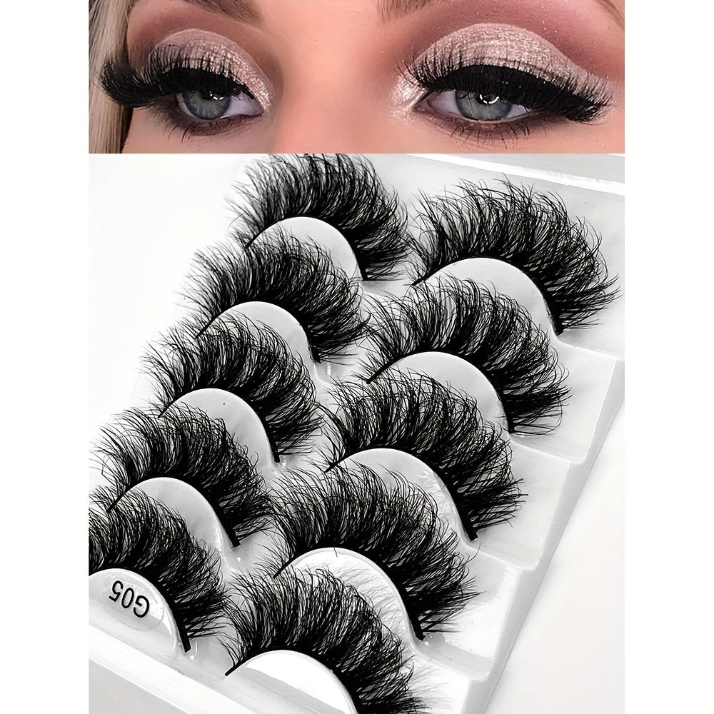 5 Pairs Cross Mink Hair False Eyelashes Dense Layered Fried Hair Models
