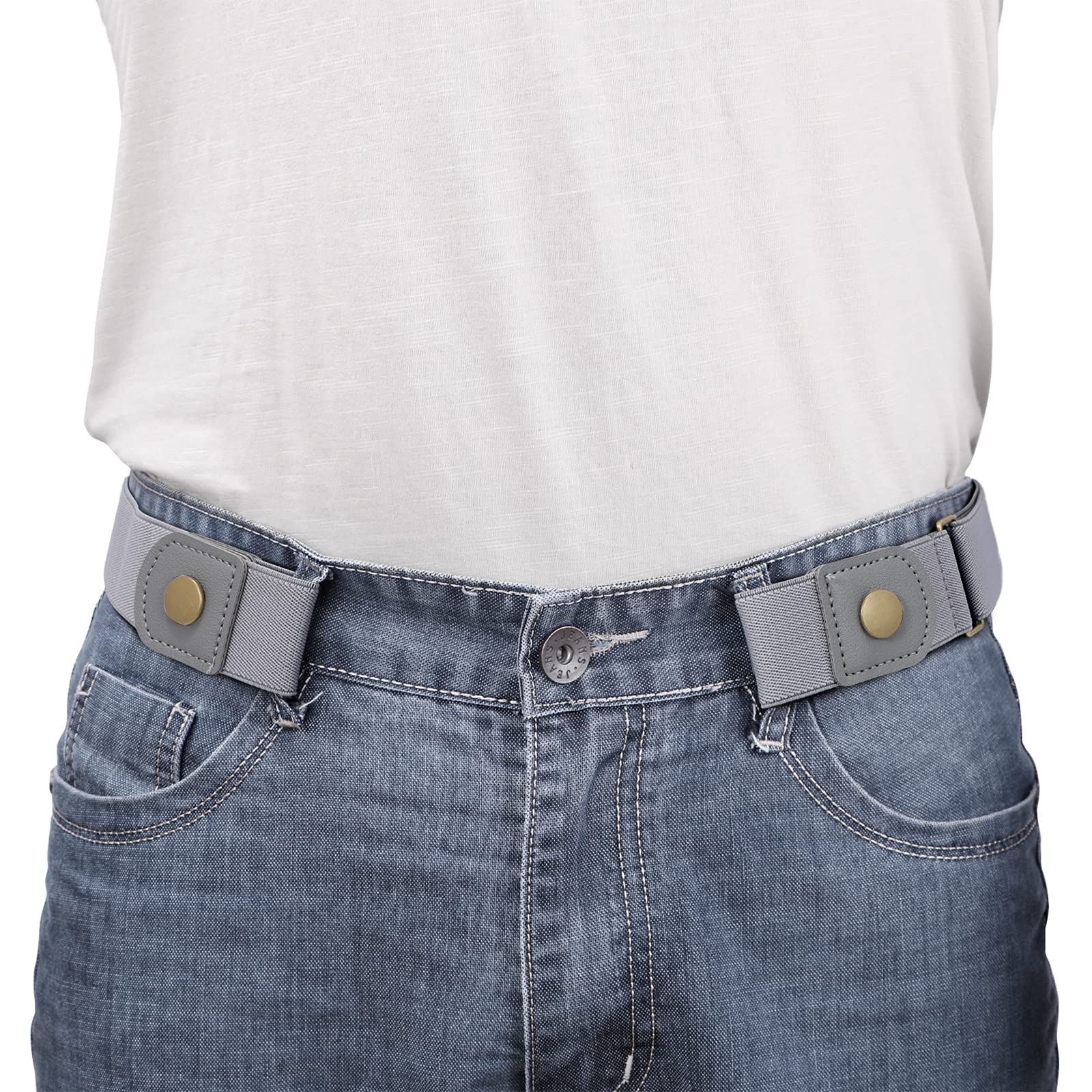Men's Buckleless Belt Stretch Jeans No Buckle